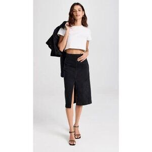 Khaite $480 Fraser Prescott Black Denim Midi Skirt size 28 EUC